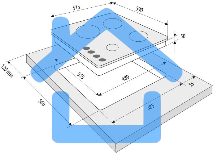 Газовая варочная панель Krona CALORE 60 BL