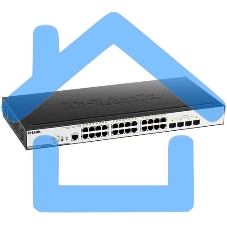 Коммутатор D-Link Switch DGS-3000-28LP/B1A Управляемый коммутатор 2 уровня с 24 портами 10/100/1000Base-T и 4 портами 1000Base-X SFP (24 порта с подде
