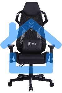 Кресло игровое Cactus CS-CHR-090BL черный, сиденье черный, эко.кожа, крестовина пластик, пластик черный