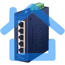 Коммутатор PLANET IGS-504PT IP30 Compact size 4-Port 10/100/1000T 802.3at PoE + 1-Port 10/100/1000T Gigabit Ethernet Switch (-40~75 degrees C, dual 48~54V DC)