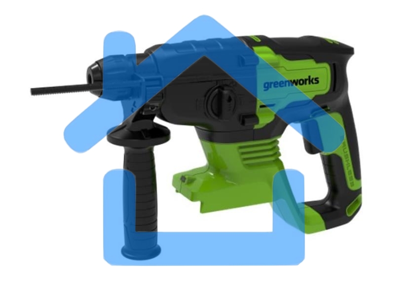 Перфоратор аккумуляторный бесщеточный GreenWorks GD24SDS2 2 ДЖ, 24V, c 1хАКБ 4 Ач и ЗУ в сумке (3803007UB)
