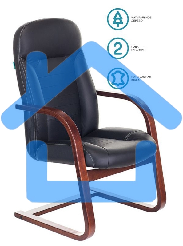 Кресло компьютерное Бюрократ T-9923WALNUT-AV/BL черный, кожа, низкая спинка