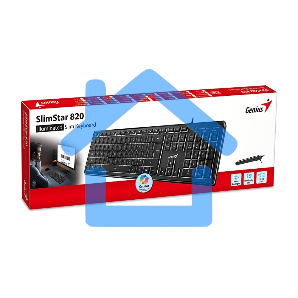 Клавиатура Genius SlimStar 820, черный, проводная, USB, 104 клавиши 31310055402