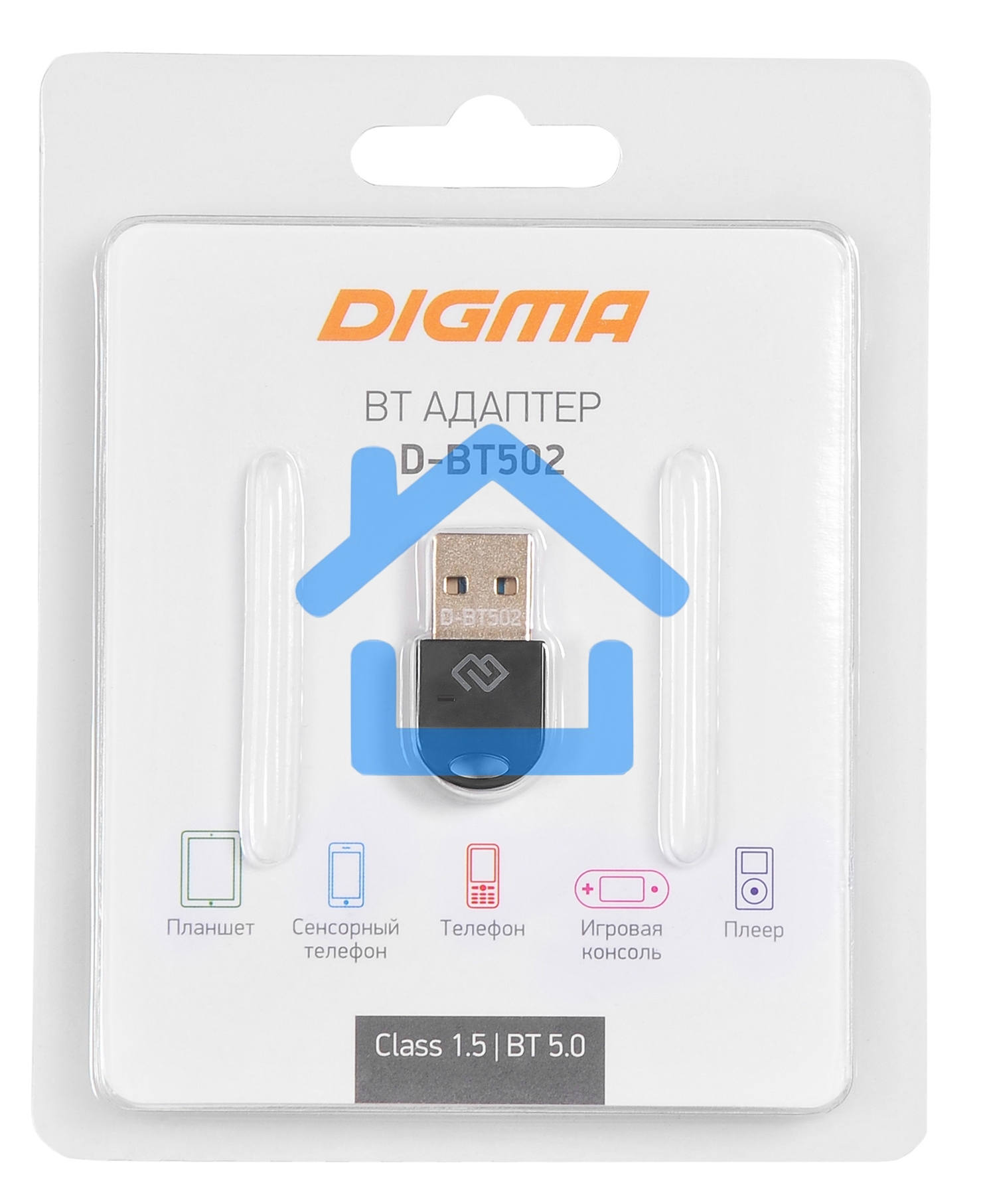 Адаптер USB Digma D-BT502 Bluetooth 5.0+EDR class 1.5 20м черный