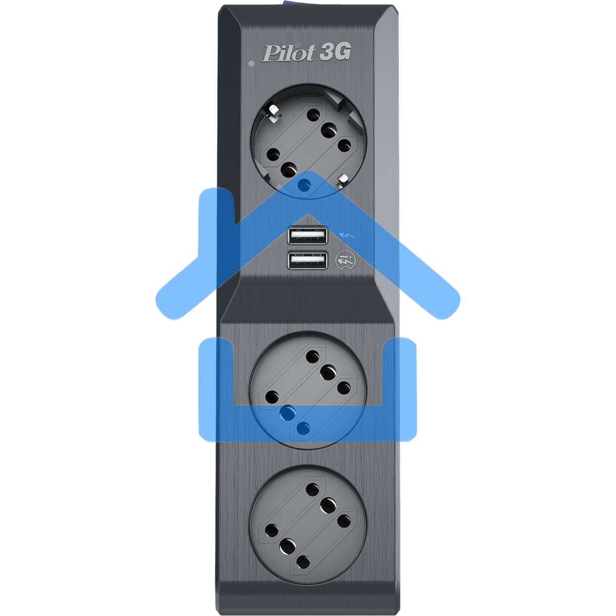 Сетевой фильтр Surge protector Pilot 3G 3xGP euro outlets, 10А/2.2кВа, 2xUSB, 10m, black