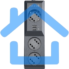 Сетевой фильтр Surge protector Pilot 3G 3xGP euro outlets, 10А/2.2кВа, 2xUSB, 10m, черный