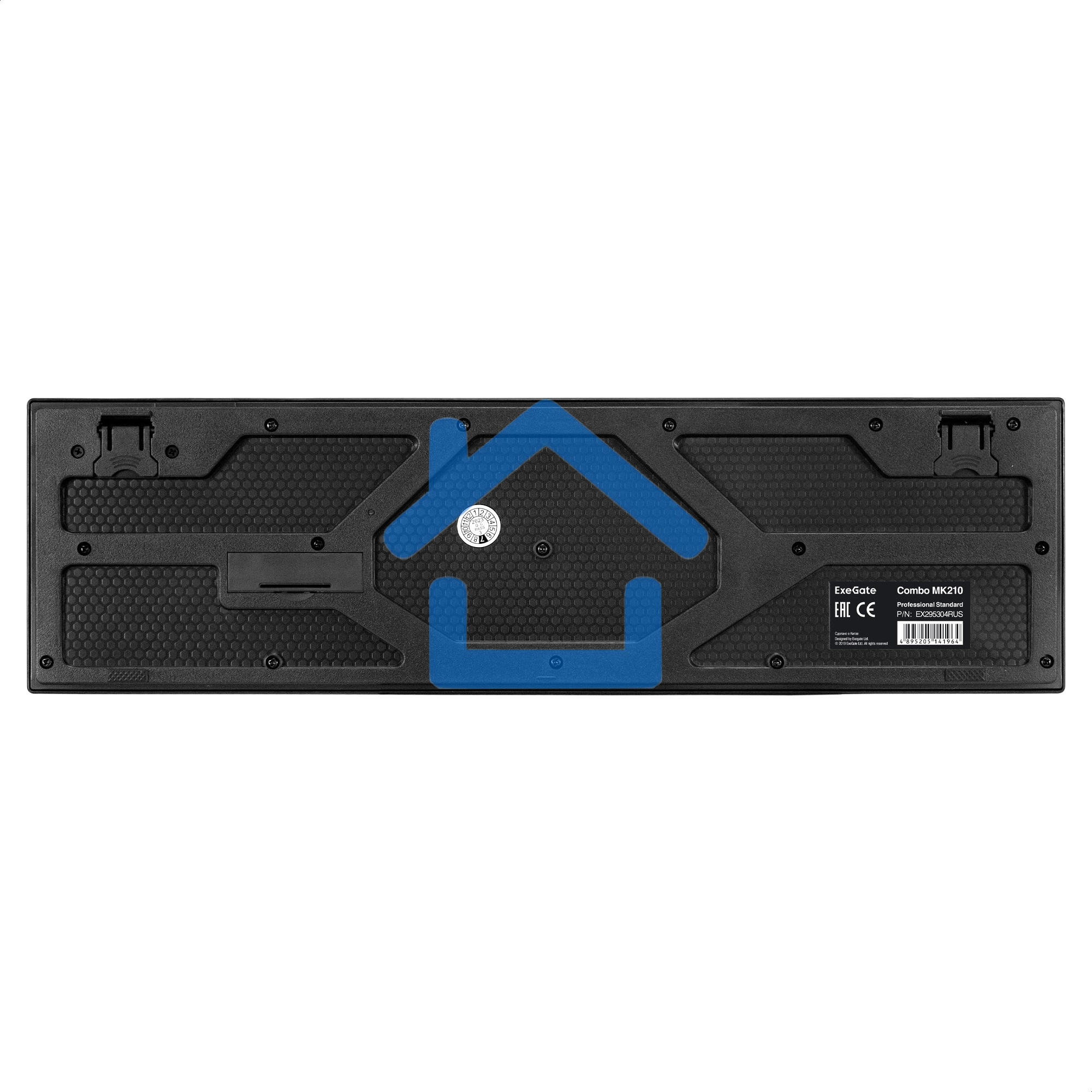 Комплект беспроводной ExeGate Professional Standard Combo MK210 (клавиатура полноразмерная влагозащищенная 104кл. + мышь оптическая 1200dpi, 3 кнопки и колесо прокрутки; USB, радиоканал 2,4 ГГц, радиус действия до 10м, черный, Color Box)