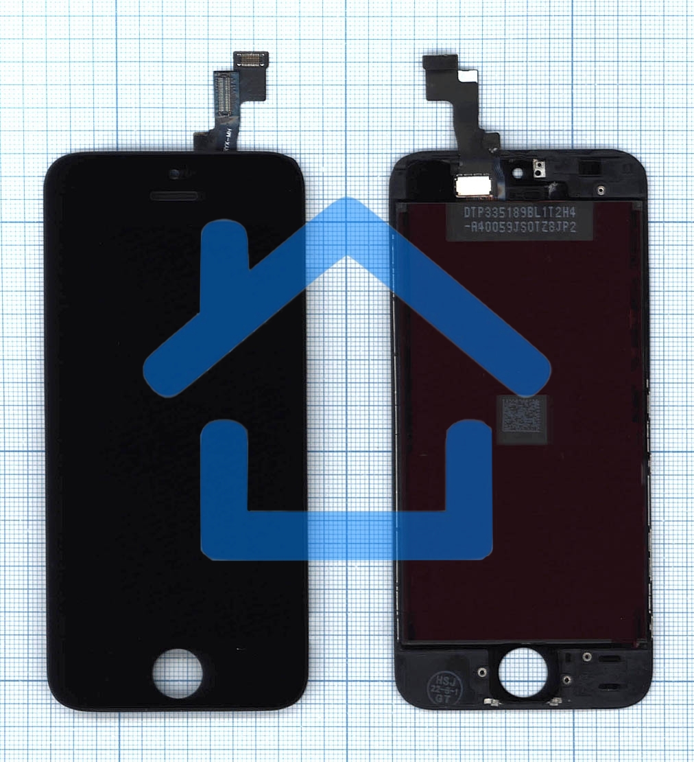 Дисплей для Apple iPhone 5S в сборе с тачскрином (AAA) черный