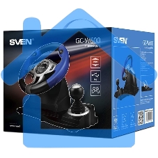 Руль черный Sven GC-W600 (виброотдача, педали, джойстик, 12 кн., USB)