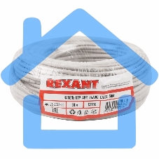 Кабель UTP Rexant 4PR 24AWG, CU (медь), CAT5e, 100 МГц, PVC, серый, бухта 50 м