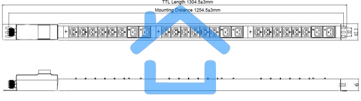Блок распределения питания Powercom PDU-32AV24-18C3-6C9-3P верт.размещ. 18xC13 6xC19 3x32A IEC 60309 2м
