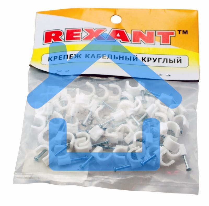 Крепеж кабеля круглый 7 мм, белый (упак. 50 шт) Rexant