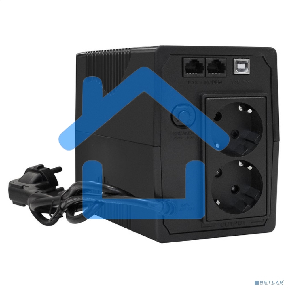 Источник бесперебойного питания ExeGate EX292764RUS SpecialPro UNB-600.LED.AVR.2SH.RJ.USB 600VA/360W, LED, AVR, 2*Schuko, RJ45/11, USB, черный