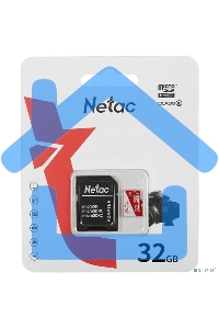 Флеш карта Netac P500 ECO 32Gb MicroSDHC C10 up to 80Mb/s, retail pack with SD Adapter