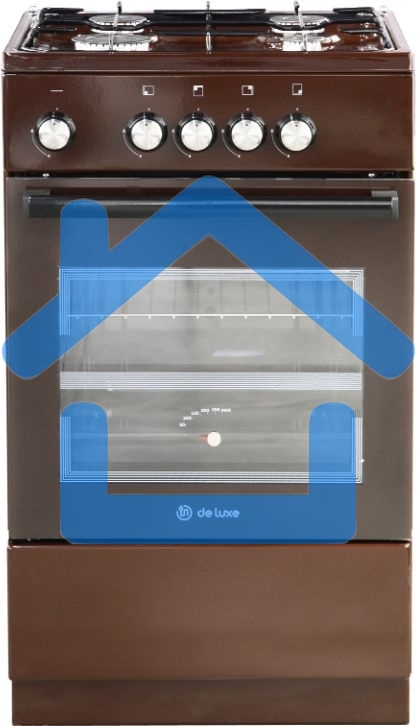 Плита газовая De Luxe 5040.48Г (Щ) 014 коричневый, конфорок 4 шт, духовка 46 л, 50 см x 85 см x 50 см