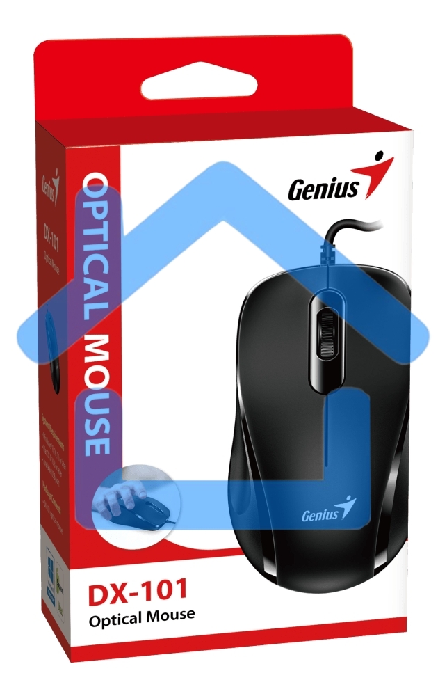 Мышь проводная Genius DX-101 черный, 1200 dpi, USB, кнопки - 3