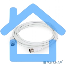 Кабель телевизионный Cablexpert CCV-515-W, Coaxial M/F, белый, 1.8м