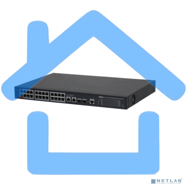 24-портовый гигабитный управляемый коммутатор с PoE DAHUA, уровень L2 Порты: 24 RJ45 10/100/1000Мбит/с; IEEE802.3af/IEEE802.3at/Hi-PoE/IEEE802.3bt, 2 RJ45 10/100/1000Мбит/с (uplink), 2 SFP 1000Мбит/с