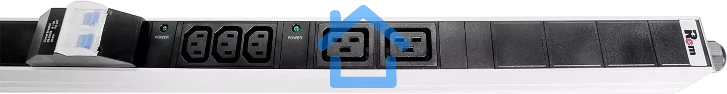 Блок силовых розеток Rem, IEC 60320 С13 х 12, IEC 60320 С19 х 8, вход колодка, 1863х45х60 мм (ВхШхГ), 32А, автомат, алюминий, с мониторингом
