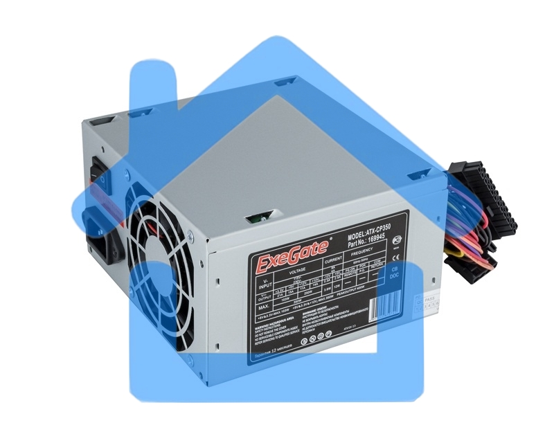 Блок питания ExeGate CP350 (EX169945RUS-PC), 350Вт, 80мм, серебрянный