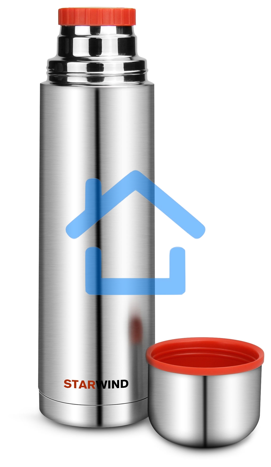 Термос Starwind 10-1000 1л. серебристый/красный картонная коробка