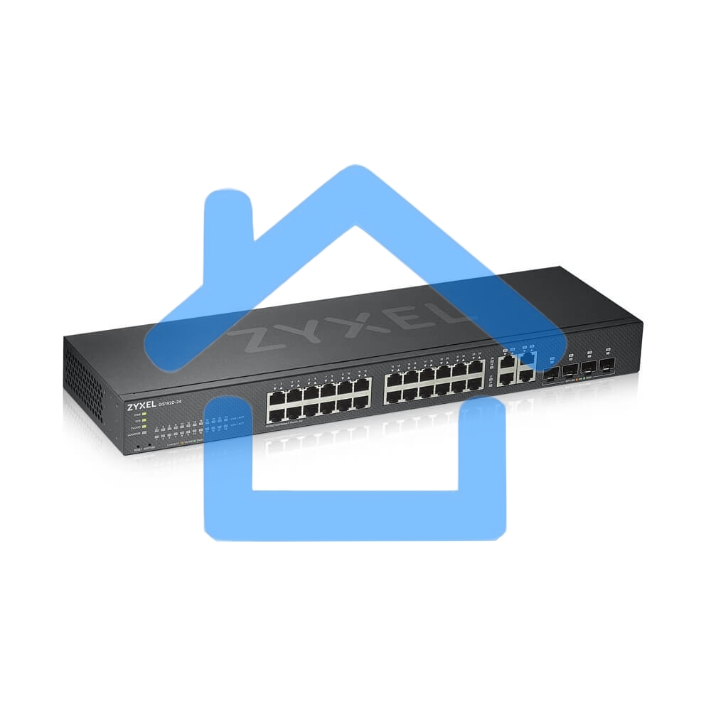 Коммутатор ZYXEL GS1920-24v2 Hybrid Smart switch Zyxel Nebula Flex, 24xGE, 4xCombo (SFP/RJ-45), silent (fanless), Standalone / cloud management