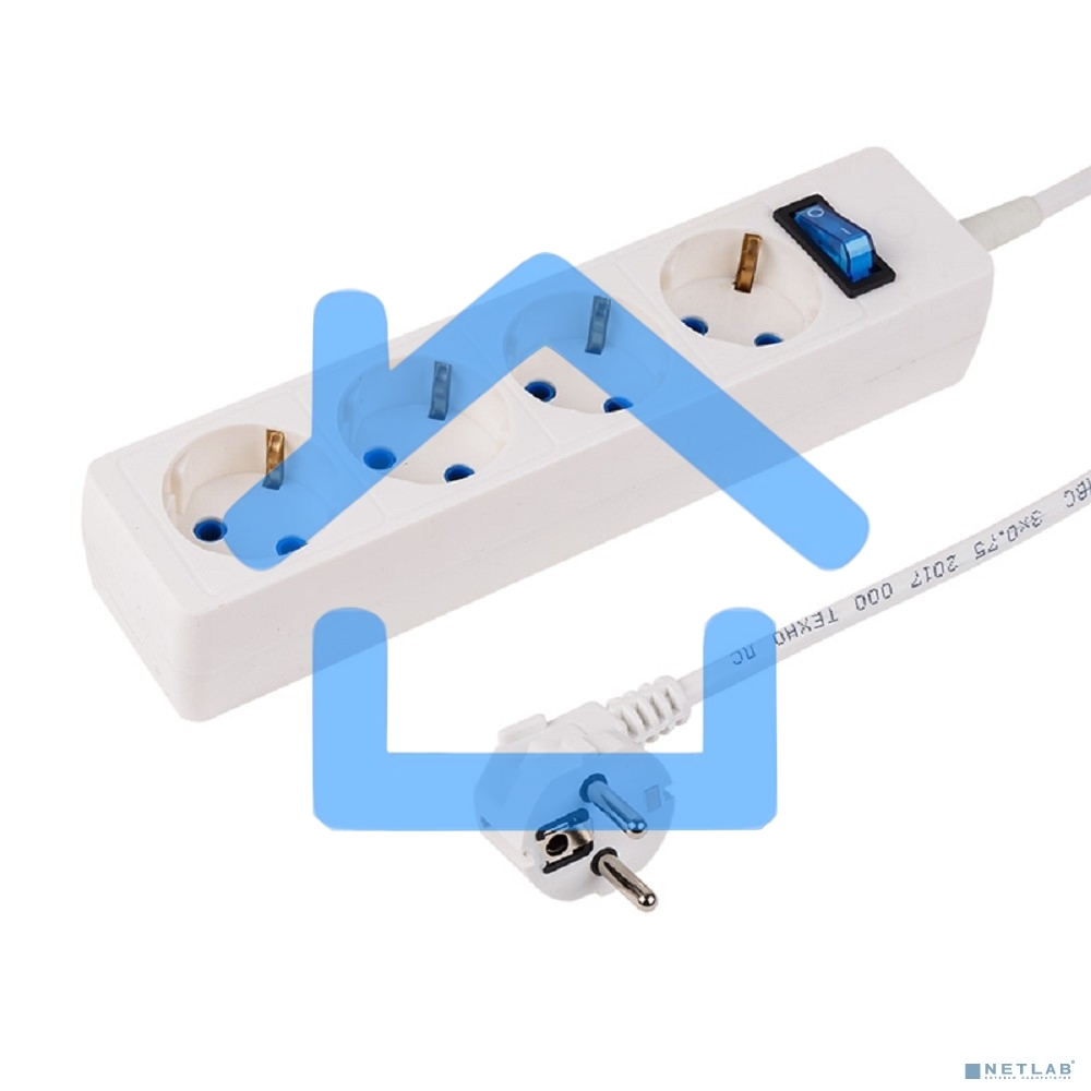 Сетевой фильтр PROconnect STANDARD 4 гнезда, 5 м, 3х0.75 мм², с/з, белый