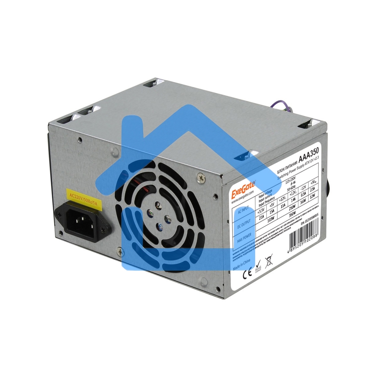 Блок питания ExeGate Special AAA350 (ES259589RUS-PC), 350Вт, PC, 80мм, серебрянный