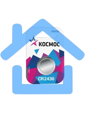 Элемент питания литиевый CR CR2430 1хBL (блист.1шт) Космос KOCR24301BL