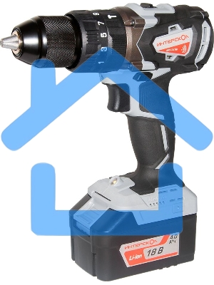 Дрель-шуруповерт ИНТЕРСКОЛ ДАУ-13/18В, Аккумуляторный, 18В, Ударный, Кейс