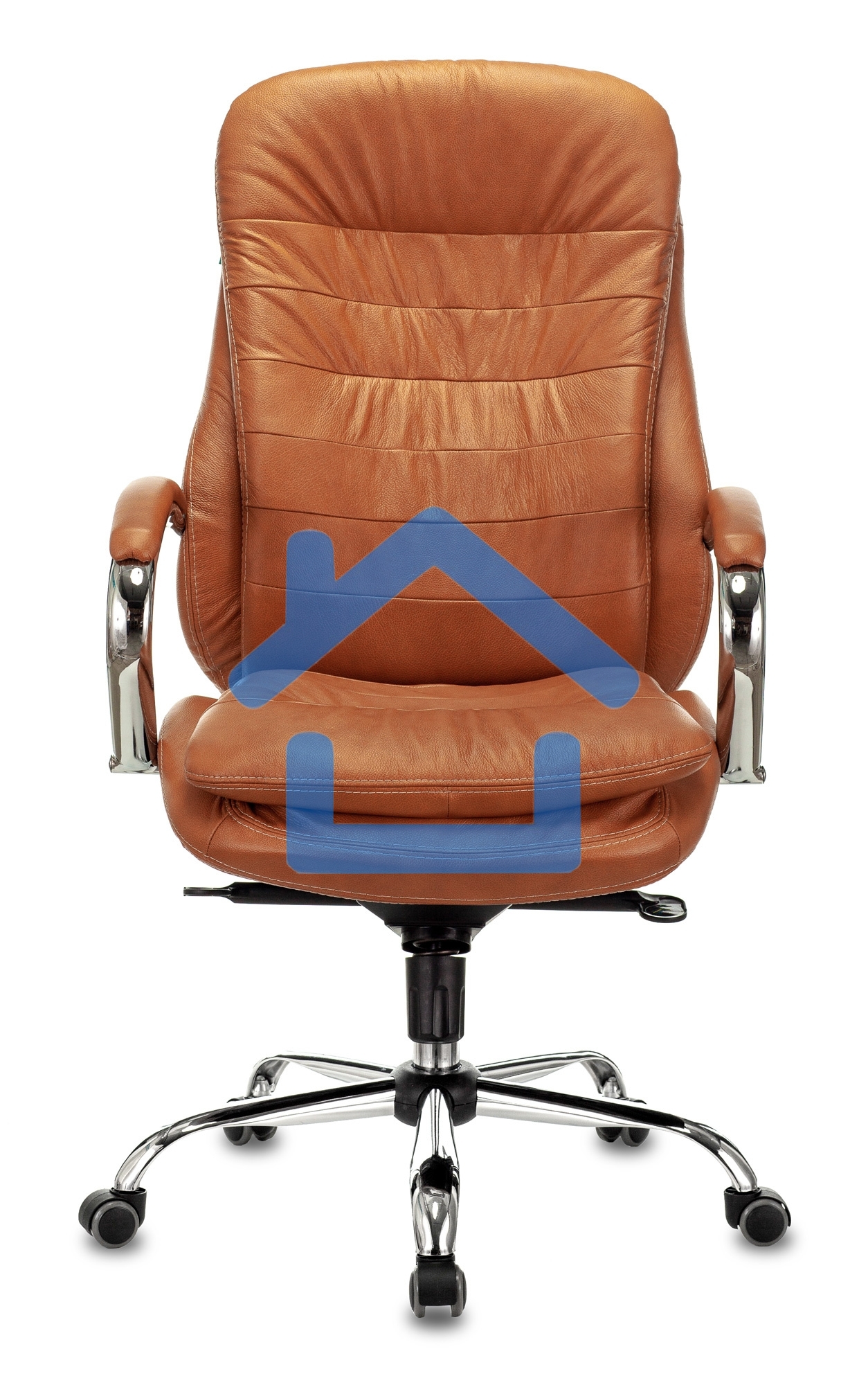 Кресло руководителя Бюрократ T-9950 Leather Ontano рыжий, кожа, крестовина хром