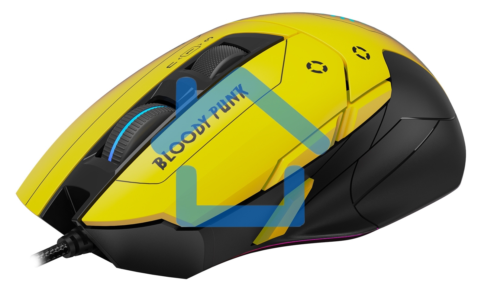 Мышь проводная A4Tech Bloody W70 Max желтый/черный, 10000 dpi, USB, кнопки - 9