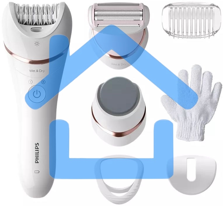 Эпилятор Philips 2 скорости, широкая головка, Wet&Dry, беспроводной, opti light, 6 аксессуаров