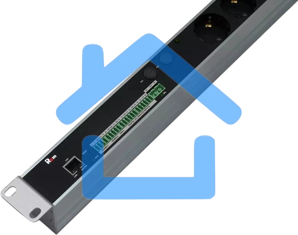 Блок силовых розеток Rem, IEC 60320 С13 х 12, IEC 60320 С19 х 8, вход колодка, 1863х45х60 мм (ВхШхГ), 32А, автомат, алюминий, с мониторингом