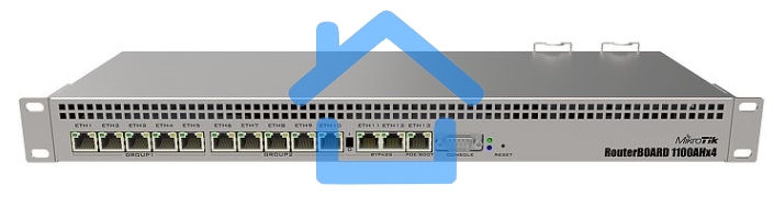 Маршрутизатор MikroTik RB1100AHx4 with Annapurna Alpine AL21400 Cortex A15 CPU (4-cores, 1.4GHz per core), 1Gb RAM, 13xGbit LAN, RouterOS L6, 1U rackmount case, Dual PSU