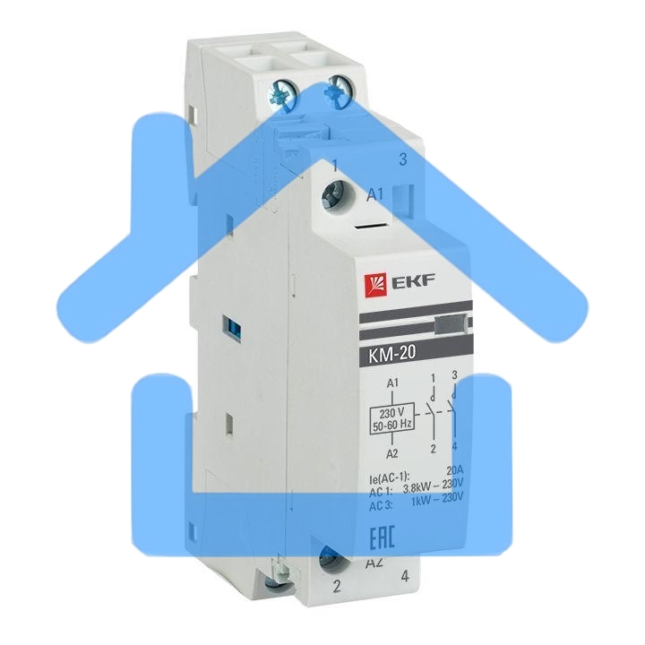 Контактор модульный КМ 20А 2NО (1 мод.) EKF km-1-20-20