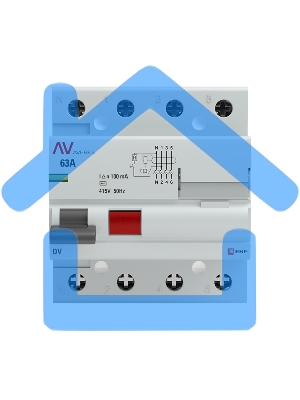 Выключатель дифференциального тока (УЗО) Averes DV 4P 63А/100мА (AC) электромеханическое