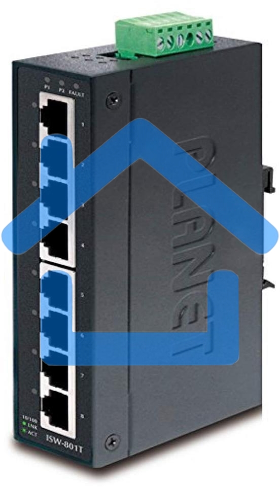 Коммутатор ISW-801T для монтажа в DIN рейку IP30 Slim Type 8-Port Industrial Fast Ethernet Switch (-40 to 75 degree C)