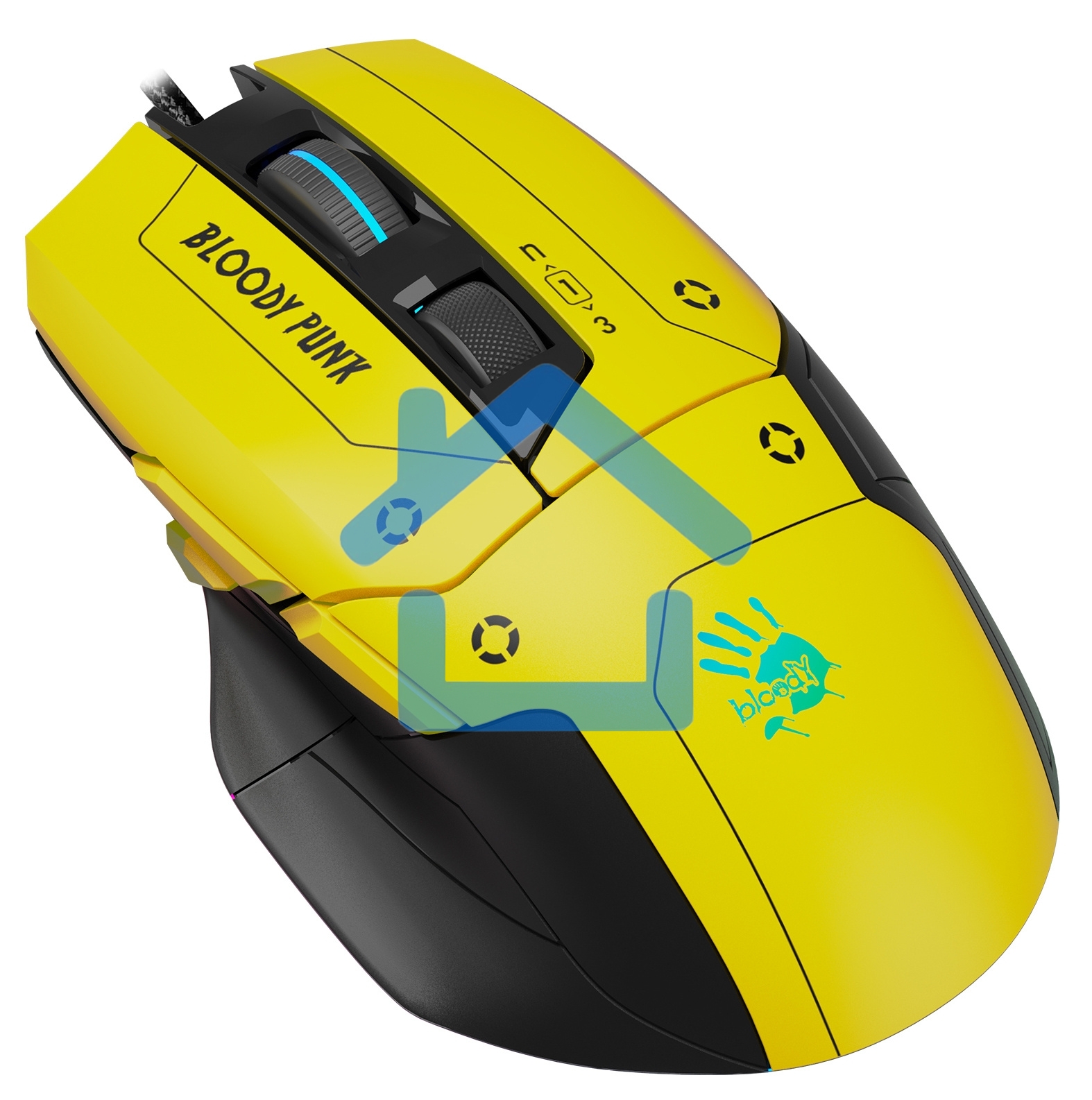 Мышь проводная A4Tech Bloody W70 Max желтый/черный, 10000 dpi, USB, кнопки - 9