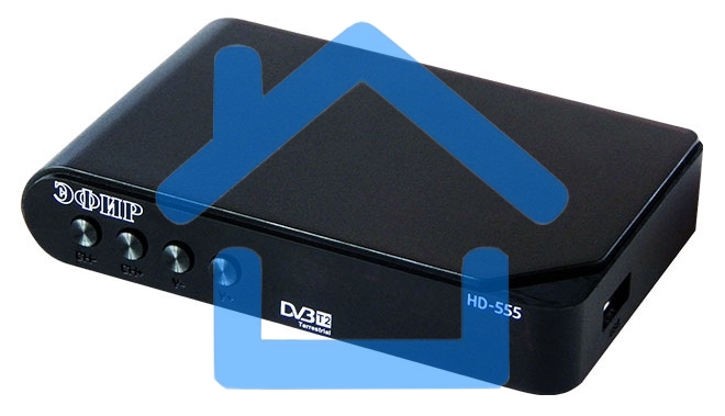 Ресивер эфирный цифровой DVB-T2 HD HD-555 пластик, дисплей, Эфир