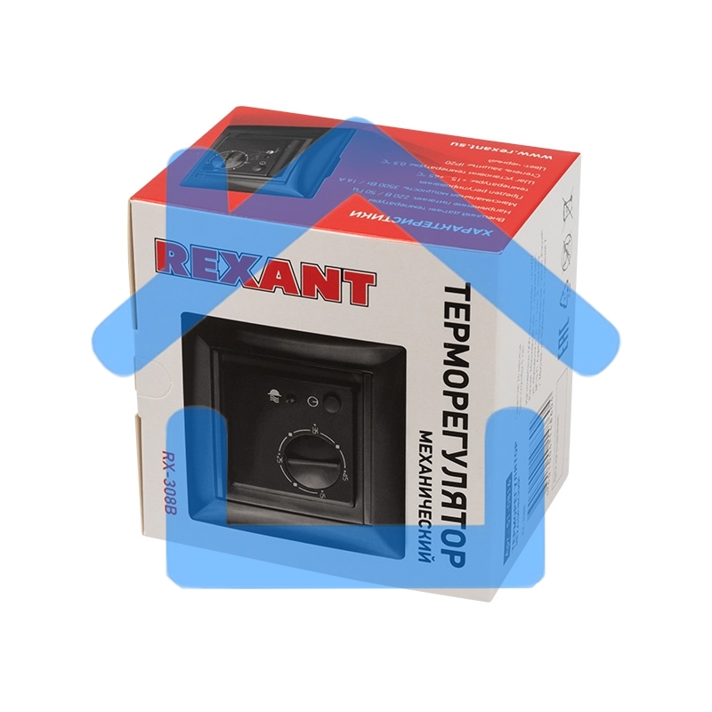 Терморегулятор механический RX-308B черный (совместим с Legrand серии Valena) Rexant