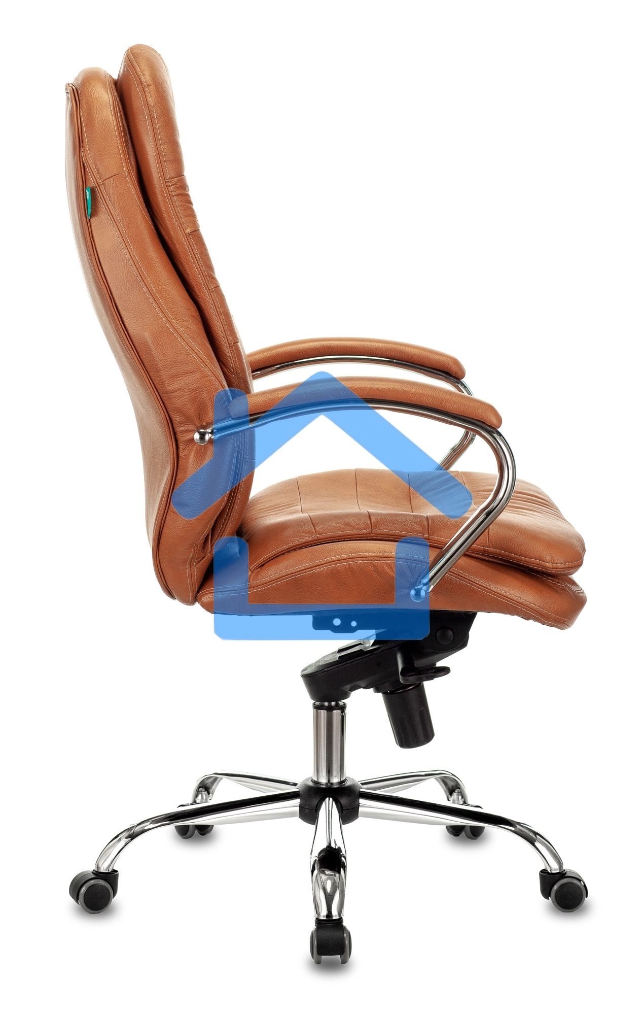 Кресло руководителя Бюрократ T-9950 Leather Ontano рыжий, кожа, крестовина хром