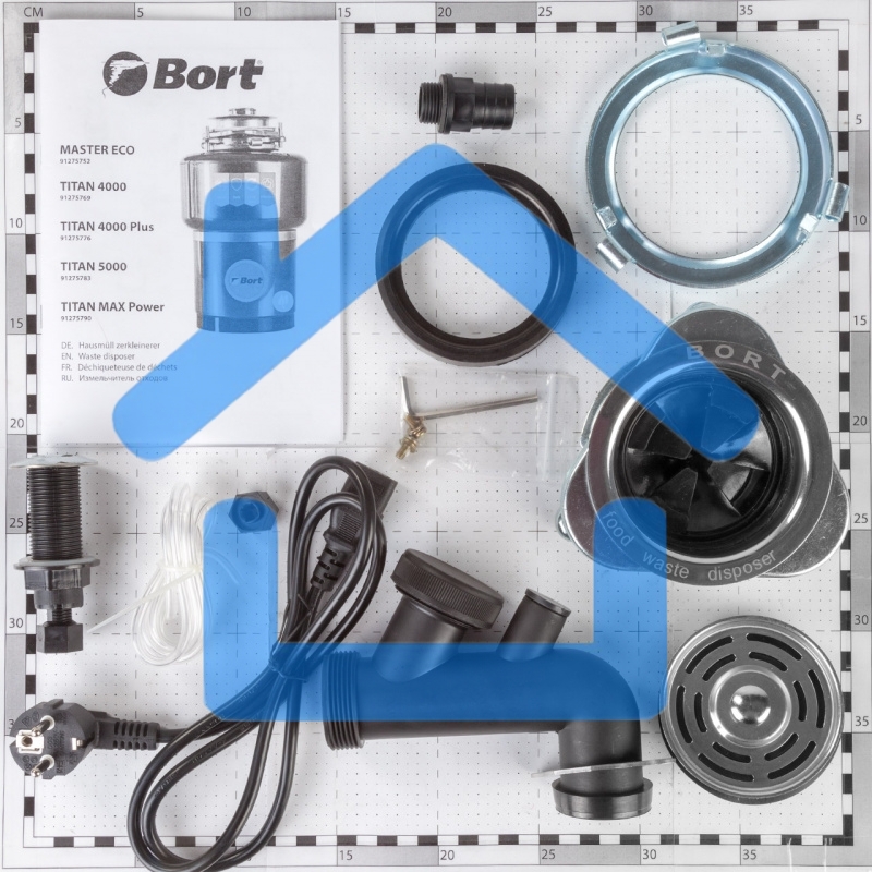 Измельчитель пищевых отходов Bort TITAN 4000 390 Вт; 4,2 кг/мин; 2800 об/мин; 1200 мл; Металл ; набор аксессуаров 4 шт [91275769]