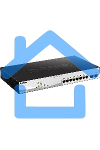 Коммутатор D-Link DGS-1210-10MP/F3A Smart L2 Switch 8х1000Base-T PoE, 2х1000Base-X SFP, PoE Budget 130W, Compact CLI