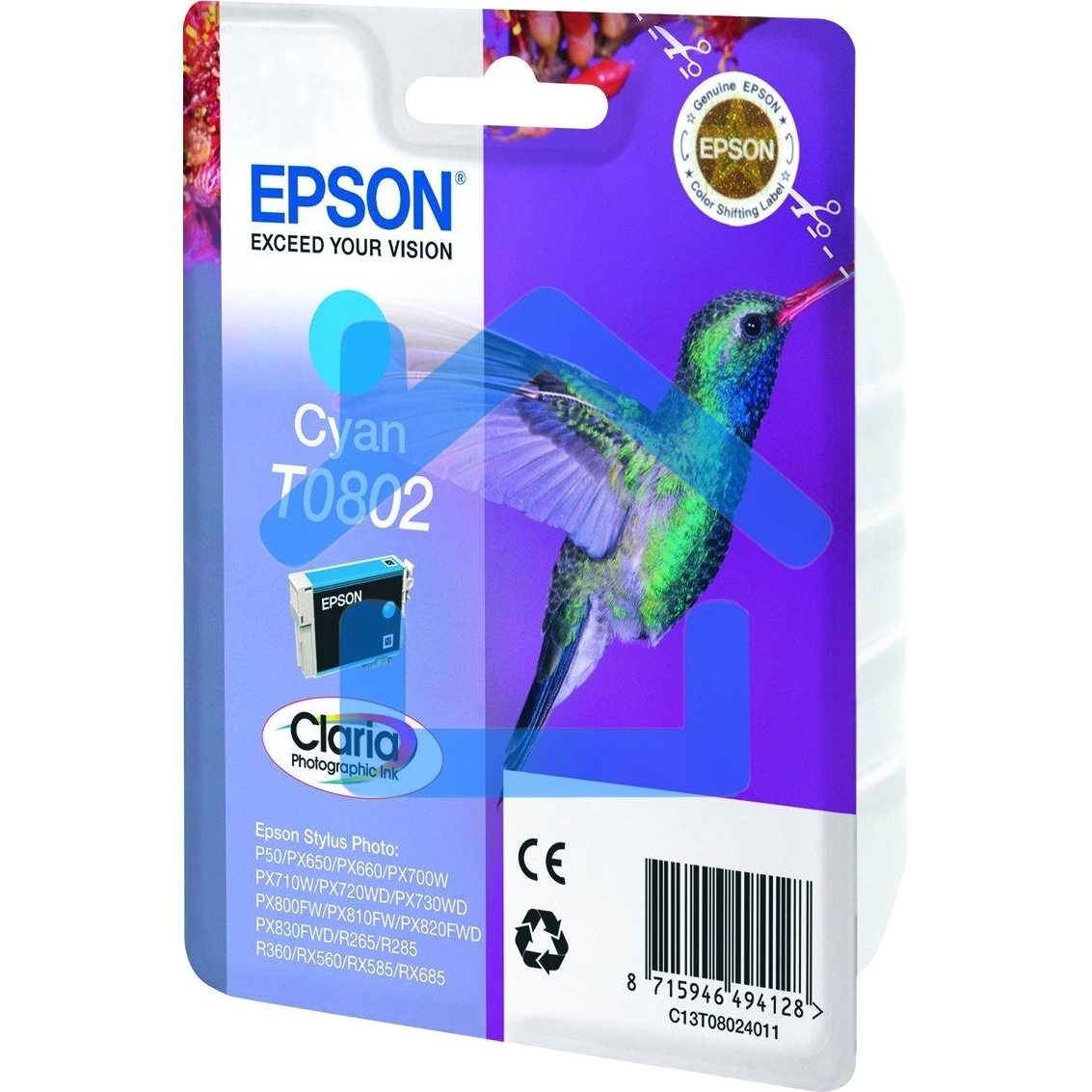 Картридж струйный Epson C13T08024011 голубой для Epson St PhP50/PX660/PX720WD (330стр.)