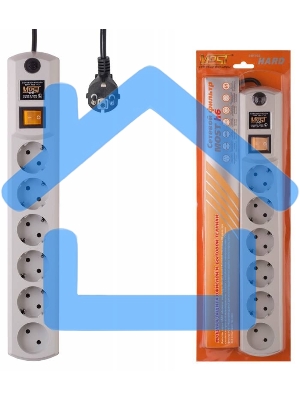Сетевой фильтр Most H6 2м (6 розеток) белый (коробка)