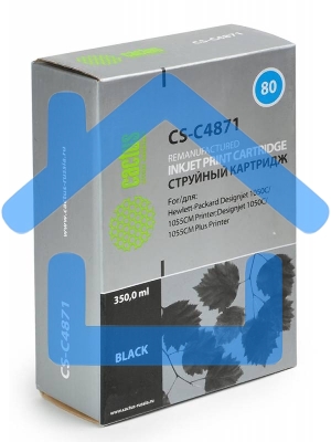 Картридж струйный Cactus CS-C4871 №80 черный (350 мл.) для HP DesignJet 1050C/1055CM/1000
