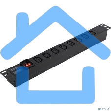 Блок розеток горизонтальный ExeGate ServerPro PDU-19H808 Al-8С13-C14-SW, 1U, Алюминий, 8 IEC 320 C13, С14, выкл. с подсветкой, черный