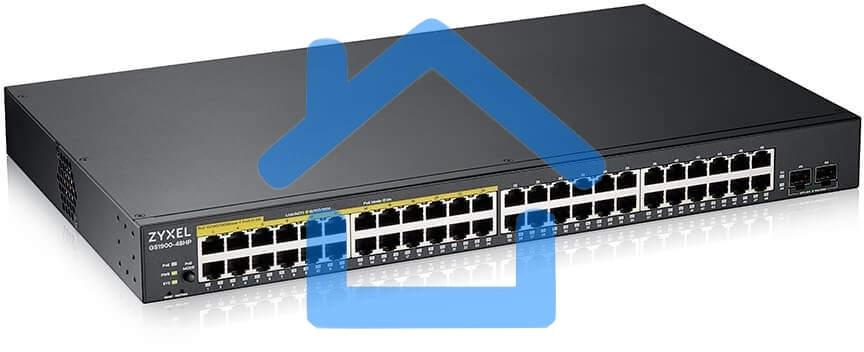 Kоммутатор Zyxel GS1900-48HPv2 Smart L2 PoE + switch, rack 19 