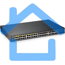 Kоммутатор Zyxel GS1900-48HPv2 Smart L2 PoE + switch, rack 19 
